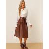 imageAllegra K Womens Faux Leather High Waist Belted PU Aline Midi SkirtBrown