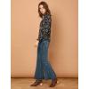 imageAllegra K Womens Floral Ruffled Vintage Boho Long Sleeve Mock Neck BlouseBlack