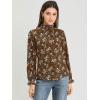 imageAllegra K Womens Floral Ruffled Vintage Boho Long Sleeve Mock Neck BlouseBrown