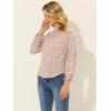 imageAllegra K Womens Floral Ruffled Vintage Boho Long Sleeve Mock Neck BlousePink