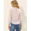 imageAllegra K Womens Floral Ruffled Vintage Boho Long Sleeve Mock Neck BlousePink