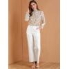 imageAllegra K Womens Floral Ruffled Vintage Boho Long Sleeve Mock Neck BlouseWhite