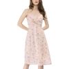 imageAllegra K Womens Floral Twist Front Knee Length Summer Adjustable Strap DressPink