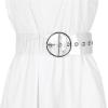 imageAllegra K Womens Grommet Clear Wide Waist Belts for Dresses Transparent Belts Pin BuckleSilver Round Buckle