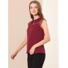 imageAllegra K Womens Peter Pan Collar Blouse Sheer Mesh Panel Short Sleeve Work Top ShirtDark Red