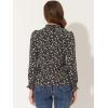 imageAllegra K Womens Printed Ruffled Mock Neck Puff Long Sleeve Casual Blouse TopBlack Pink