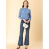 imageAllegra K Womens Printed Ruffled Mock Neck Puff Long Sleeve Casual Blouse TopBlue Greyheart