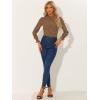 imageAllegra K Womens Printed Ruffled Mock Neck Puff Long Sleeve Casual Blouse TopBrown