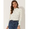 imageAllegra K Womens Printed Ruffled Mock Neck Puff Long Sleeve Casual Blouse TopWhite Yellow