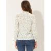 imageAllegra K Womens Printed Ruffled Mock Neck Puff Long Sleeve Casual Blouse TopWhite Yellow