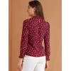 imageAllegra K Womens Printed Ruffled Mock Neck Puff Long Sleeve Casual Blouse TopWine Reddots