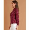 imageAllegra K Womens Printed Ruffled Mock Neck Puff Long Sleeve Casual Blouse TopWine Reddots