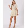 imageAllegra K Womens Ruffle Dress 2023 Summer Chiffon Tie Neck Puff Short Sleeve Floral Smock DressApricot White