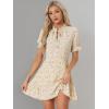 imageAllegra K Womens Ruffle Dress 2023 Summer Chiffon Tie Neck Puff Short Sleeve Floral Smock DressApricot White