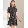 imageAllegra K Womens Ruffle Dress 2023 Summer Chiffon Tie Neck Puff Short Sleeve Floral Smock DressBlackwhite