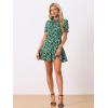 imageAllegra K Womens Ruffle Dress 2023 Summer Chiffon Tie Neck Puff Short Sleeve Floral Smock DressGreen White