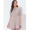 imageAllegra K Womens Ruffle Dress 2023 Summer Chiffon Tie Neck Puff Short Sleeve Floral Smock DressPink