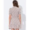 imageAllegra K Womens Ruffle Dress 2023 Summer Chiffon Tie Neck Puff Short Sleeve Floral Smock DressPink