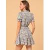 imageAllegra K Womens Ruffle Dress 2023 Summer Chiffon Tie Neck Puff Short Sleeve Floral Smock DressPurple