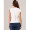 imageAllegra K Womens Ruffle Flutter Sleeve Lace Trim V Neck Peplum Blouse TopWhite