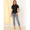 imageAllegra K Womens Ruffle Frilled Crochet Lace Panel Mock Neck Short Sleeve Shirt BlouseBlack