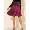 imageAllegra K Womens Ruffle Satin High Waist Tie Wrap Asymmetrical Midi SkirtBurgundy