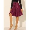 imageAllegra K Womens Ruffle Satin High Waist Tie Wrap Asymmetrical Midi SkirtBurgundy