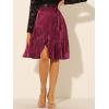imageAllegra K Womens Ruffle Satin High Waist Tie Wrap Asymmetrical Midi SkirtBurgundy