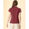 imageAllegra K Womens Ruffle Summer Dots Print 1950s Retro Short Sleeve Button Down Blouse TopBurgundy