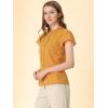 imageAllegra K Womens Ruffle Summer Dots Print 1950s Retro Short Sleeve Button Down Blouse TopDark Yellow