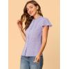 imageAllegra K Womens Ruffle Summer Dots Print 1950s Retro Short Sleeve Button Down Blouse TopPurple