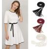 imageAllegra K Womens Tassel Braided Belts Skinny Woven Waist Belts for Skirt DressBrown