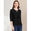 imageAllegra K Womens Tie Neck Summer Tassel 34 Sleeve Casual Blouse Fringe Boho TopBlack