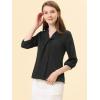 imageAllegra K Womens V Neck 34 Sleeves Collared Work Office Top BlouseBlack