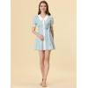 imageAllegra K Womens Valentines Day Cotton Collared Floral Print Button Down Belted Waist Shirt DressBlue