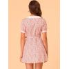 imageAllegra K Womens Valentines Day Cotton Collared Floral Print Button Down Belted Waist Shirt DressPink