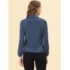 imageAllegra K Womens Work Button Down Shirt Lace Trim Business Casual Long Sleeve Blouse TopDark Blue