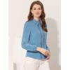 imageAllegra K Womens Work Button Down Shirt Lace Trim Business Casual Long Sleeve Blouse TopGray Blue