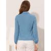 imageAllegra K Womens Work Button Down Shirt Lace Trim Business Casual Long Sleeve Blouse TopGray Blue