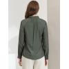 imageAllegra K Womens Work Office Tops Bow Tie Neck Button Decor Casual 2024 Spring Long Sleeve Shirt BlousesGrey Green