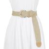 imageAllegra K Woven Plus Size Waist Belts Wide Braided Belts for Women Dress Metal BuckleBeige
