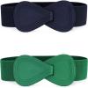 imageAllegra K 2pcs Womens Plus Size Elastic Waist Belt Interlock 8shaped Faux Leather Buckle BeltsGreen  Navy Blue