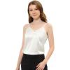 imageAllegra K Satin Camisole for Womens V Neck Sleeveless Spaghetti Strap Cami Tank TopWhite