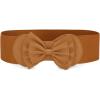 imageAllegra K Women Bowtie Ornament Press Stud Button Elastic Waist Cinch BeltBrown