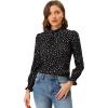 imageAllegra K Womens Printed Ruffled Mock Neck Puff Long Sleeve Casual Blouse TopBlackdots