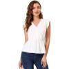 imageAllegra K Womens Ruffle Flutter Sleeve Lace Trim V Neck Peplum Blouse TopWhite