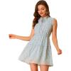 imageAllegra K Womens Summer Floral Ruffle Sleeveless Tie Neck Chiffon Flowy Mini DressBlue