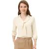 imageAllegra K Womens V Neck 34 Sleeves Collared Work Office Top BlouseBeige