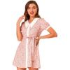 imageAllegra K Womens Valentines Day Cotton Collared Floral Print Button Down Belted Waist Shirt DressPink