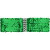 imageuxcell Ladies Sequins Decor Metal Interlocking Buckles Elastic Waist BeltGreen
